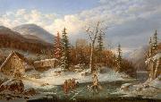 Cornelius Krieghoff Winter Landscape Laval Sweden oil painting artist